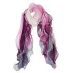 Seidenschal Chiffon Schal aus 100% Seide Mehrfarbig weiss rosa lila grau 25x185cm 4746